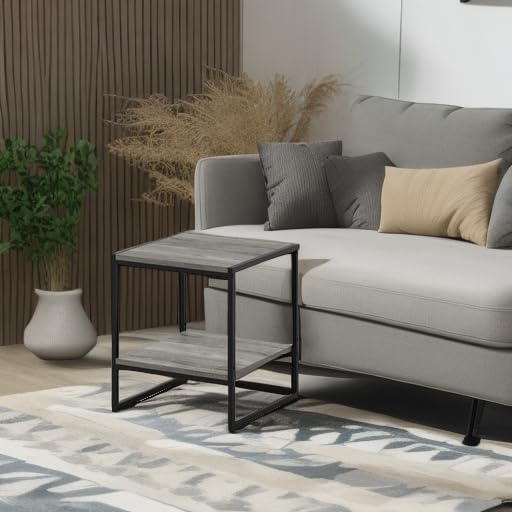 Furinno FM19122GYW Camnus Modern Living 2-Tier End Table, French Oak Grey - Image 6