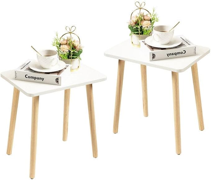 FORAOFUR White End Tables Set of 2, Small Side Tables Accent Tables Living Room by FORAOFUR
