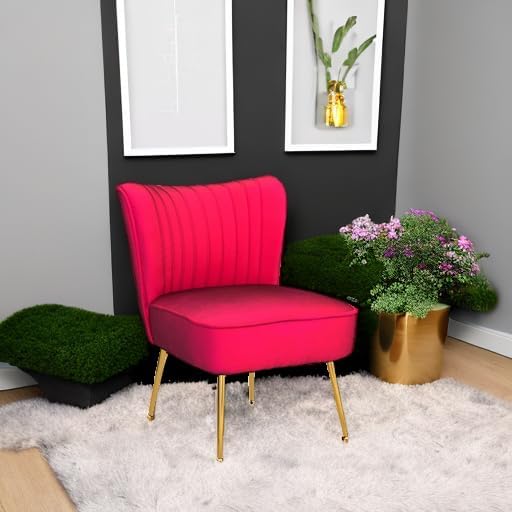 Velvet Accent Chair Set of 2 Comfy Living Room Chair Armless Slipper Chair Mid - Image 5