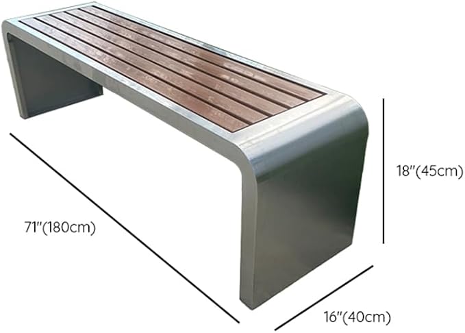 LITFAD Outdoor Indoor Bench Stainless Steel Metal Park Bench - Image 2