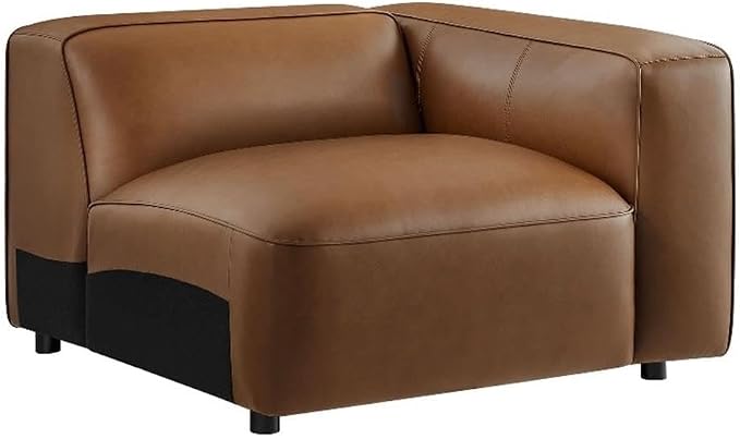 Modway Auren Vegan Leather Right Modular Armchair in Coffee by Modway
