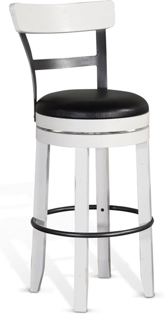 Pemberly Row Set of 3 White/Brown Wood Bar Unit and 2 Swivel Barstool - Image 4