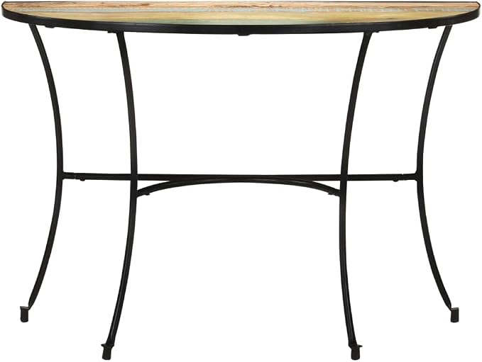 Reclaimed Wood Half-Circle Side Table 43.3"x15.7"x30.3" Narrow Space-Saving - Image 3