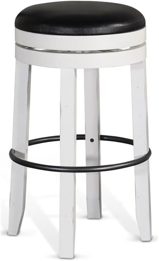 Pemberly Row Set of 3 Wood Bar Unit and 2 Backless Swivel Barstool - Image 4