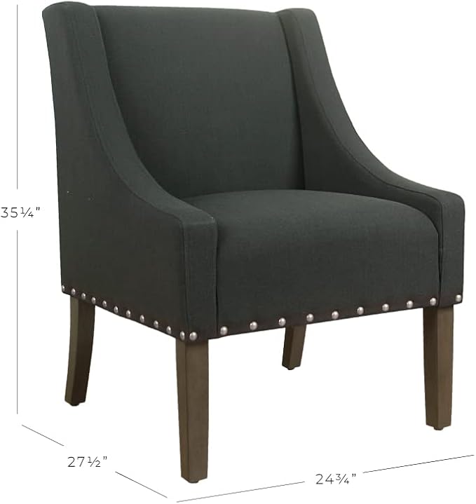 Homepop Home Decor | Upholstered Classic Swoop Arm Accent Chair | Accent Chairs - Image 3