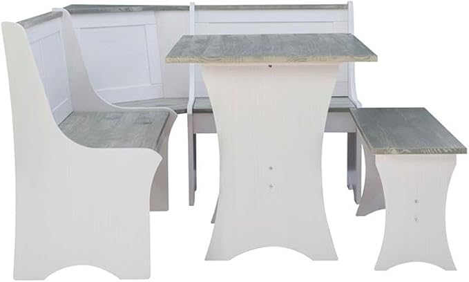 Riverbay Furniture Coastal Wood Corner Dining Nook - Image 9