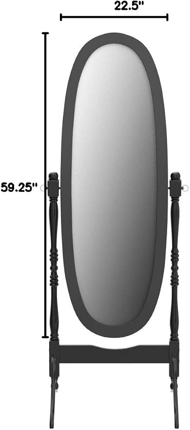 Roundhill Furniture Traditional Queen Anna Style Wood Floor Cheval Mirror - Image 6