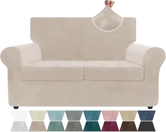 ZNSAYOTX Luxury Velvet Sofa Cover 3 Piece Stretch Loveseat Covers by ZNSAYOTX