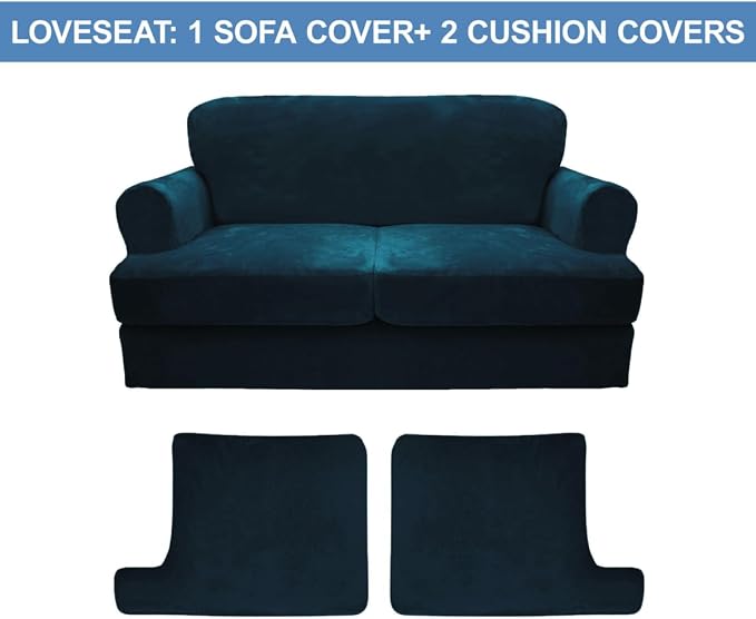 CUCRAF T Cushion Sofa Cover 3 Piece Loveseat Slipcovers, Soft Thick Velvet - Image 5