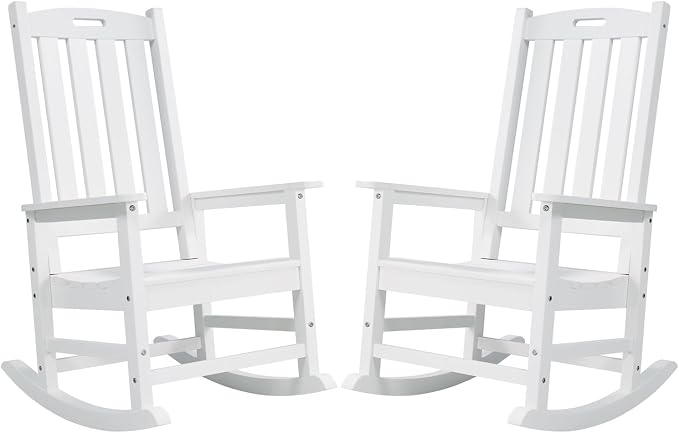 Psilvam Oversized Outdoor Rocking Chair Set of 2, HDPE Porch Rocker by PsilvamGardenFurniture