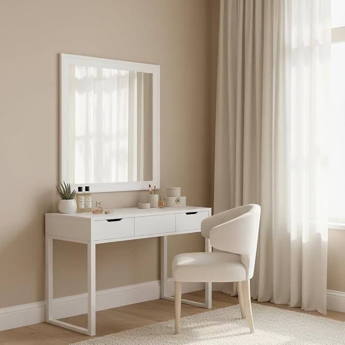 White Mirror for Bathroom, Rectangle Rustic 30 x 36 inch Vanity Mirror for Wall - Image 3