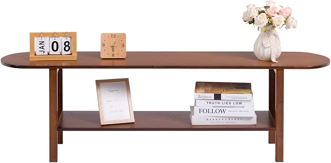 HollyHOME Bamboo TV Stand with Storage - Image 9