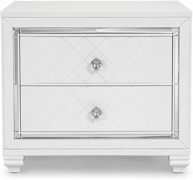 First of a Kind Shiney Contemporary 5 Piece King Bedroom Set High Gloss White - Image 8