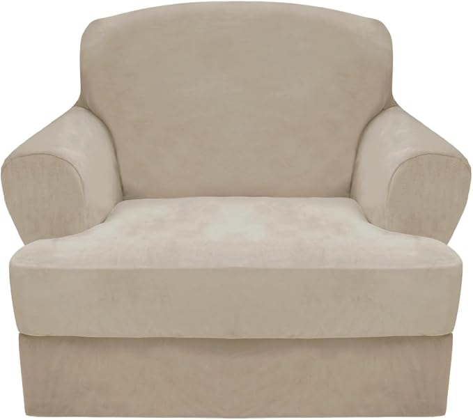 CUCRAF T Cushion Sofa Cover 2 Piece Armchair Slipcovers, Soft Thick Velvet by CUCRAF