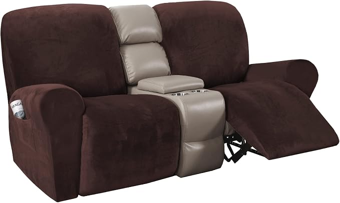 H.VERSAILTEX Velvet Stretch Recliner Couch Covers 6-Pieces Recliner Loveseat by HVERSAILTEX