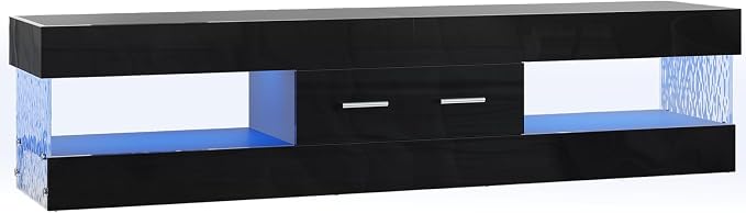 Bestier 67" Modern TV Stand for TVs 55 to 75 Inch, High Gloss LED Entertainment - Image 8
