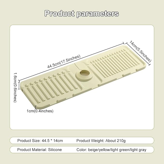Faucet Mat for Kitchen Sink, 2024 Upgrade Faucet Guard Draining Mat Silicone - Image 3