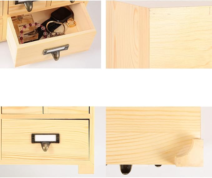 Apothecary Cabinet with 10 Drawers & Labels Rustic Library Card Catalog Cabinet - Image 6