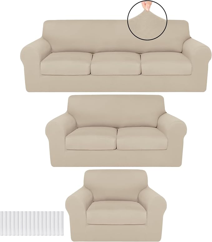 HunnmingRe Sofa Covers for 3 Cushion Couch Stretch Sofa and Loveseat Covers Set by HunnmingRe