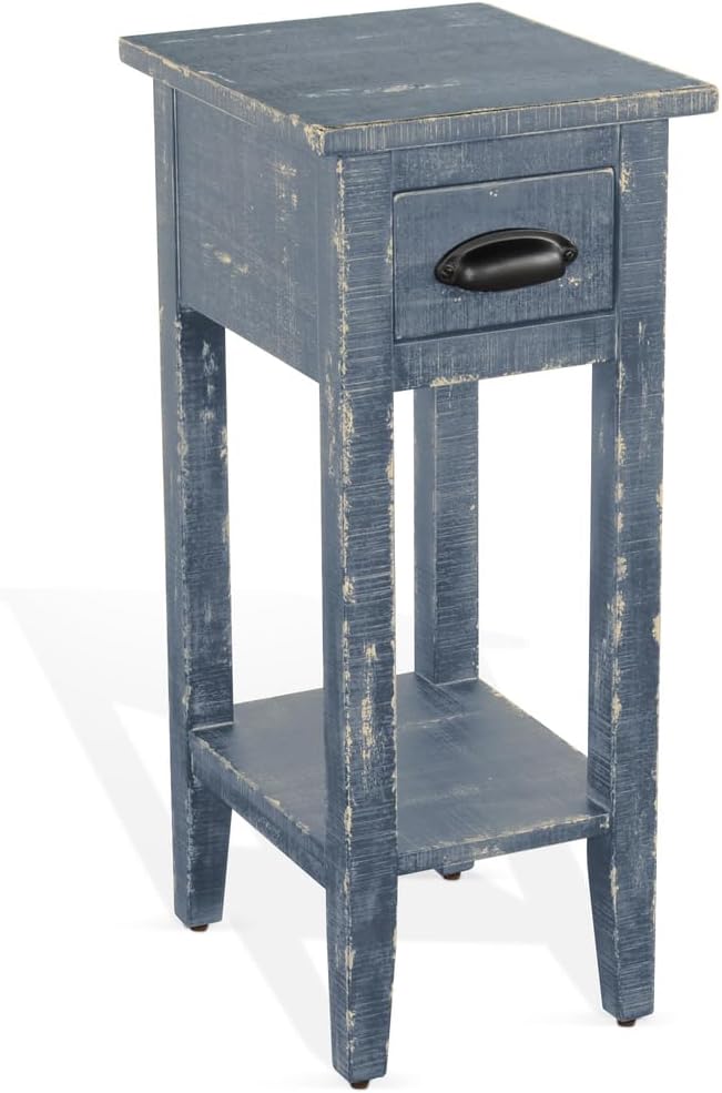 Sunny Designs Marina Farmhouse Mahogany Wood Chair Side Table in Ocean Blue by Sunny+Designs