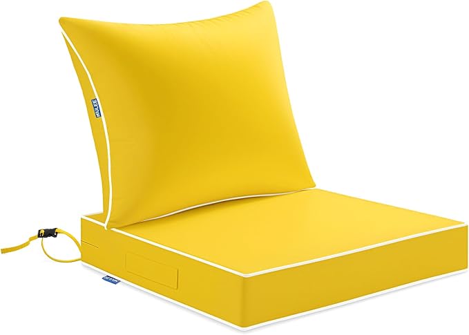 MIULEE Yellow Outdoor Seat Cushion 22x24 Inch Waterproof & 3 Year Fade by MIULEE