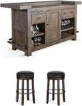 Pemberly Row 3-Piece Set with Gorgeous Bar Unit and 2 Backless Swivel BarStools by PEMBERLYROW