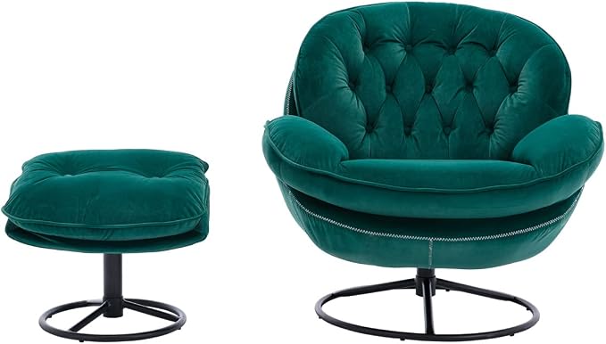 TRIPLE TREE Modern Accent Chair, Mid-Century Lounge Chair and Ottoman Set - Image 4