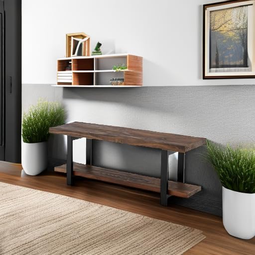 Alaterre Furniture Pomona Entryway Bench – Modern Rustic 48-Inch Solid Wood - Image 2