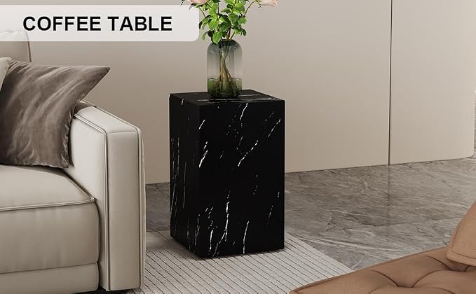 Black Rectangular End Coffee Table, Modern Elegant Bedside Nightstand Table - Image 6