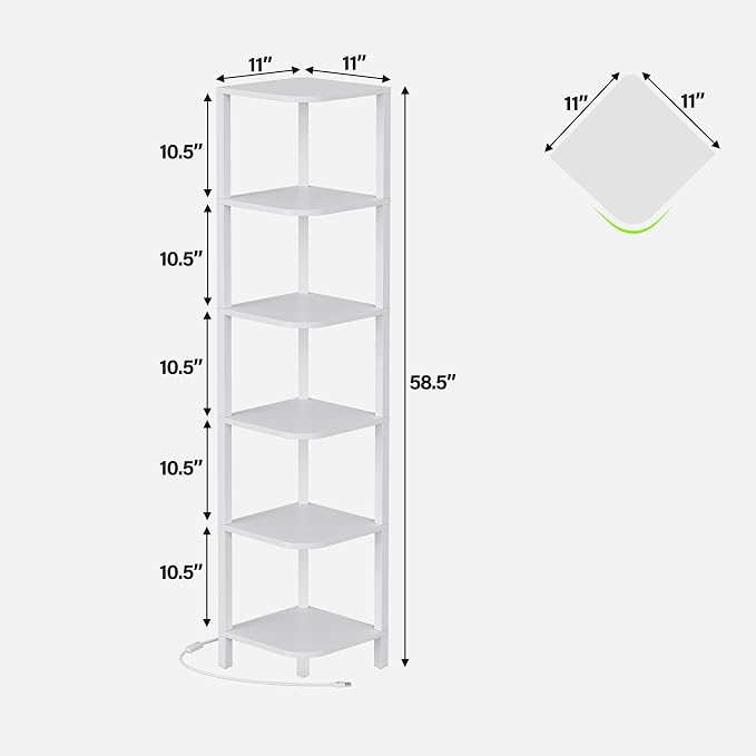 TUTOTAK Corner Shelf with LED Light, 6-Tier Corner Bookshelf - Image 2