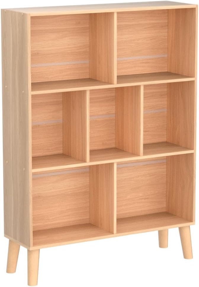 LEYAOYAO Wooden 7 Cube Book Shelf, Natural 3 Tier Bookshelf - Image 5