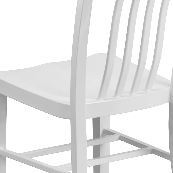 Flash Furniture Commercial Grade White Metal Indoor-Outdoor Chair - Image 6