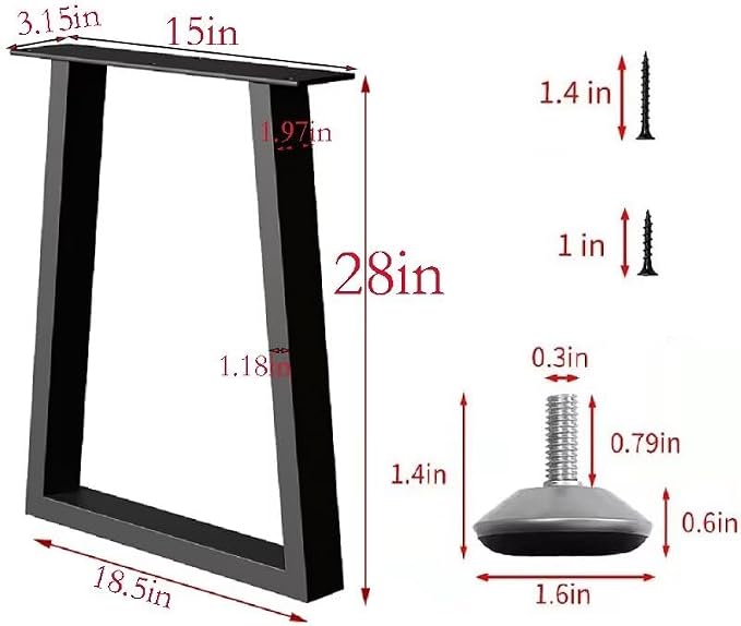 Metal Table Legs 28 inch, Heavy Duty DIY Industrial Desk Furniture Legs Set of - Image 6