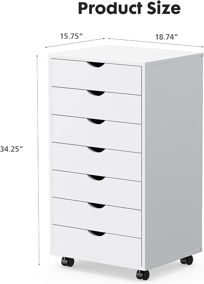 OLIXIS 7 Drawer Mobile File Cabinet Under Desk Storage Organization - Image 2