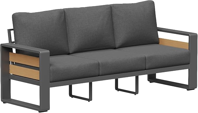 Aoxun Aluminum Outdoor Patio Furniture Set, 3 Seats Metal Sectional Patio by Aoxun