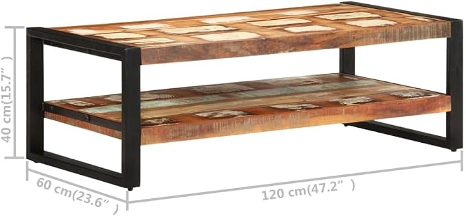 Coffee Table 47.2"x23.6"x15.7" Solid Reclaimed Wood, Side Table, Center Table - Image 2