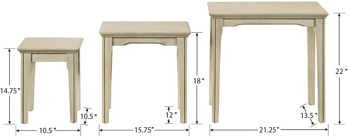Kmax Nesting Tables Set of 3, Small Sofa Side Table Rustic Stacking End Table - Image 2