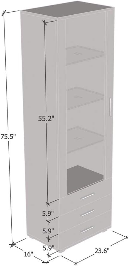Meble Furniture Soho S1 1D3S Modern Freestanding Bookcase — 16-Color - Image 2