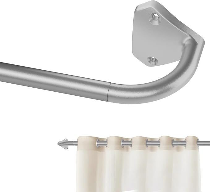 GXOACKJ Silver Curtain Rods for Windows 48 to 84 inch, 5/8 inch Adjustable Wrap by GXOACKJ