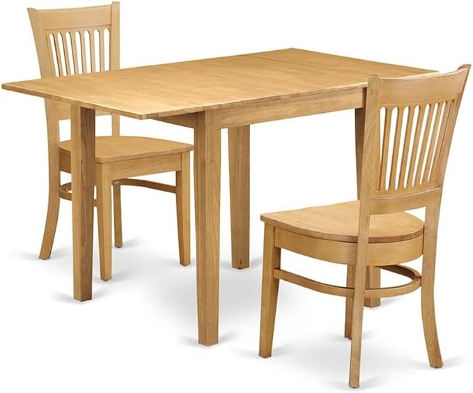 East West Furniture NDVA3-OAK-W 3 Piece Modern Dining Table Set Contains a by EastWestFurniture