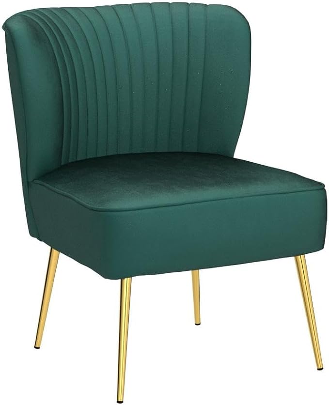 HULALA Home Velvet Accent Chair, Modern Upholstered Cute Side Chair - Image 4