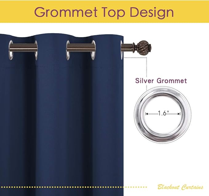 NICETOWN Living Room Blackout Curtain Panels, Window Treatment Energy Saving - Image 2