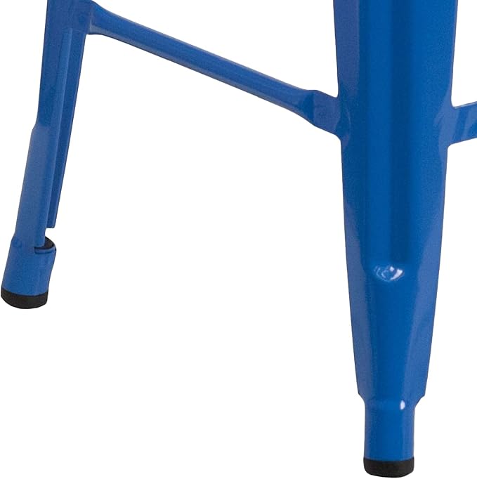 Flash Furniture Kai Commercial Grade 24" High Backless Blue Metal - Image 6