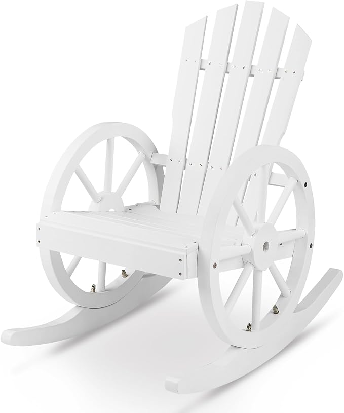 Outvita Adirondack Rocking Chair, Wood Wagon Rocker, Outdoor Wooden Carbonized by Outvita