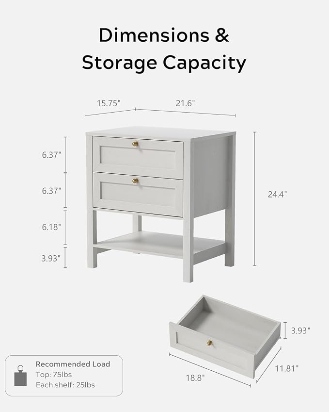 EYYTHUNG Tall Modern Nightstand - Image 2