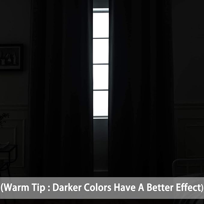 Yakamok Blackout Curtains for Bedroom, Thermal Insulated Blackout Window - Image 2