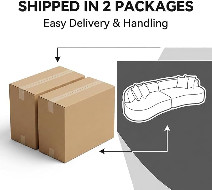 Compressed C-Shaped Sectional Sofa, 2-Box Easy Delivery, No Tools Assembly - Image 5