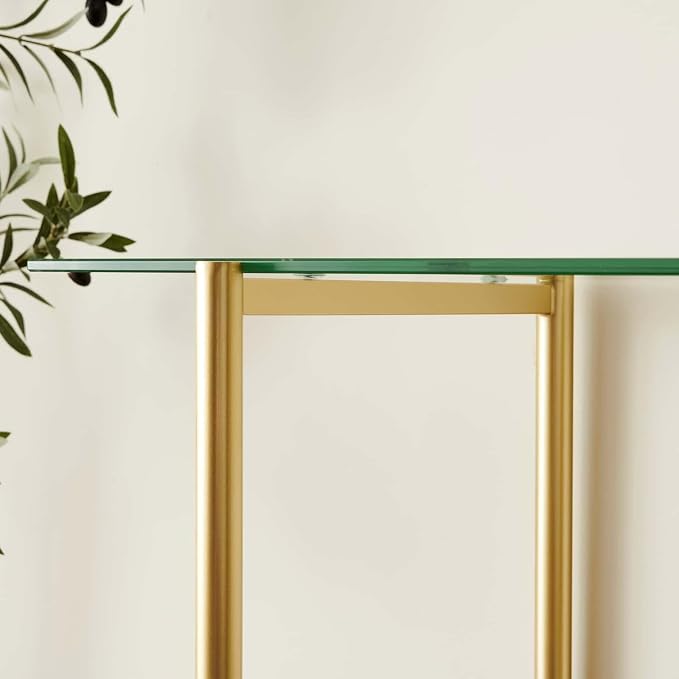 LumFurn Glass Console Table for Living Room, Foyer & Entrance, 2-Tiers - Image 6