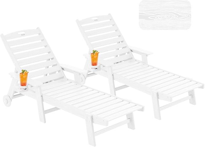 Patio Chaise Lounge Chair Set of 2, Oversize Lounge Chairs by Serique