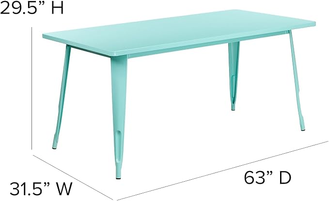 Flash Furniture Charis Commercial Grade 31.5" x 63" Rectangular Mint Green - Image 3